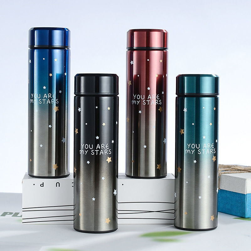 Starry Sky Gradient Thermos Bottle with LED Temperature Display (500ml)